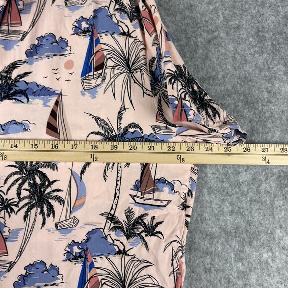 Modcloth Pepaloves Shirtdress Womens Medium Pink Rayon Tropical Beach Aloha - Picture 8 of 13